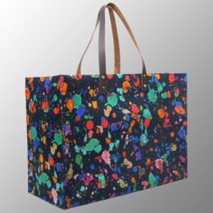 Full Color Digitally Printed Canvas Bag with Genuine Leather Handles