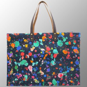 Full Color Digitally Printed Canvas Bag with Genuine Leather Handles