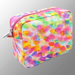 Multicolor Printed Canvas Cosmetic Pouch with Zipper