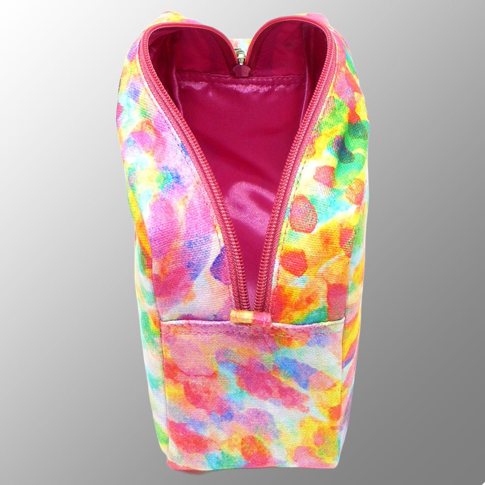 Multicolor Printed Canvas Cosmetic Pouch with Zipper