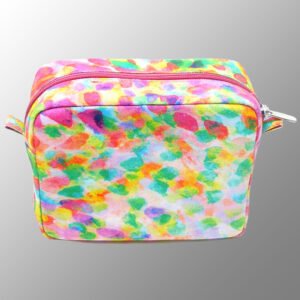 Canvas makeup pouch with multicolor print all over