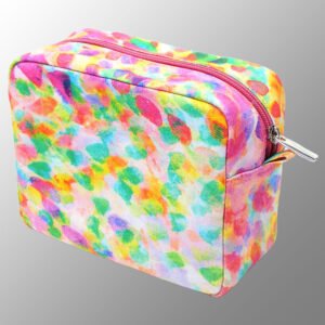 Multicolor Printed Canvas Cosmetic Pouch with Zipper