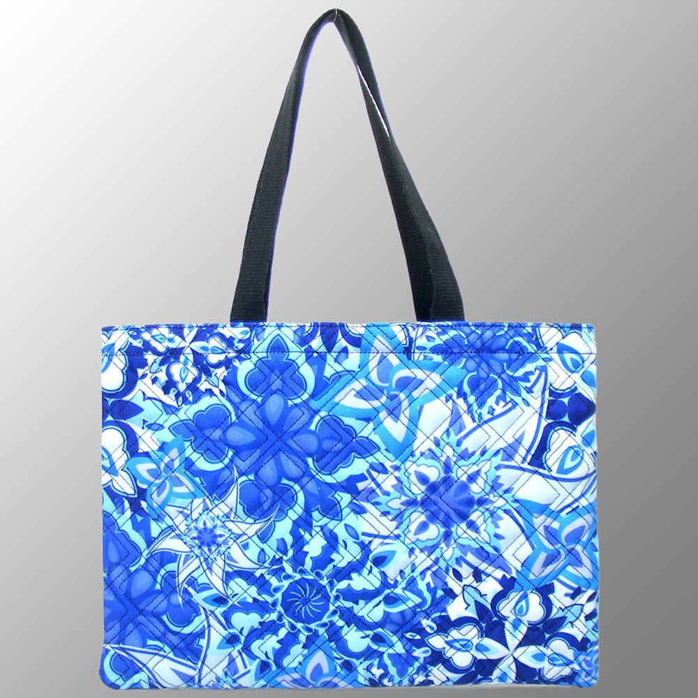 quilted canvas tote shopping bag