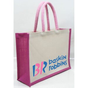 printed shopping bag made from canvas and jute fabric