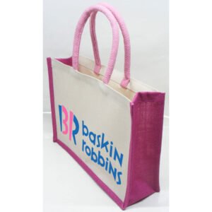printed shopping bag made from canvas and jute fabric