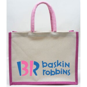 printed shopping bag made from canvas and jute fabric