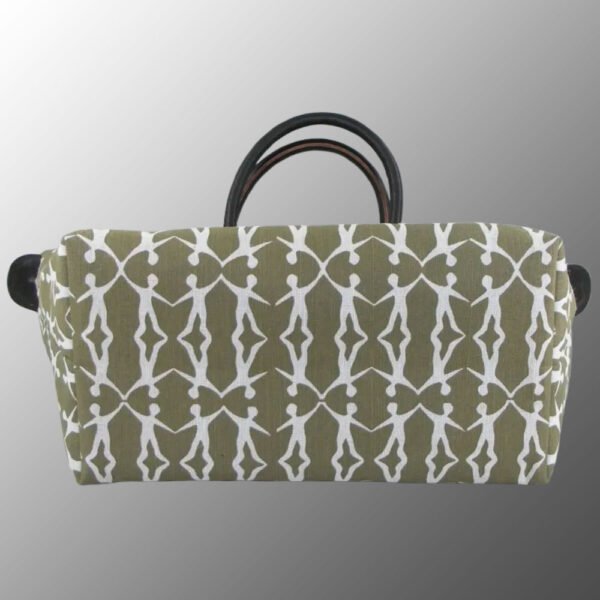 Printed Jute Bag with Leather Handles