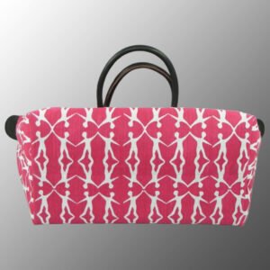 Printed Jute Bag with Leather Handles