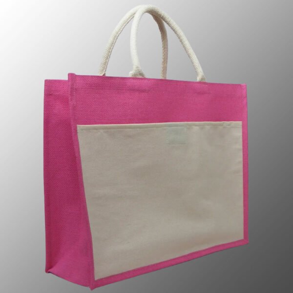 Canvas Pocket Jute Tote Bag